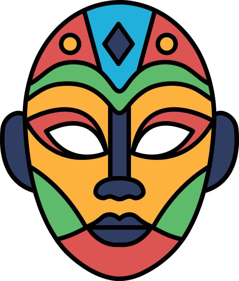 A colorful mask with a black eye and a red nose vector