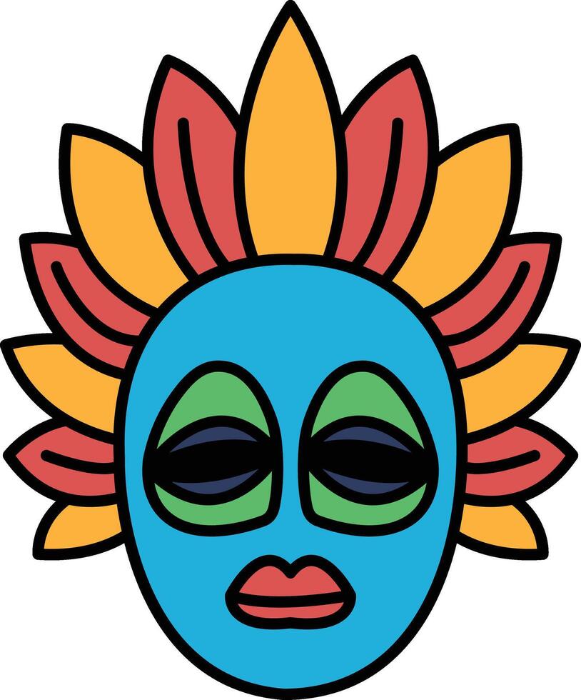 A colorful mask with a blue face and green eyes vector