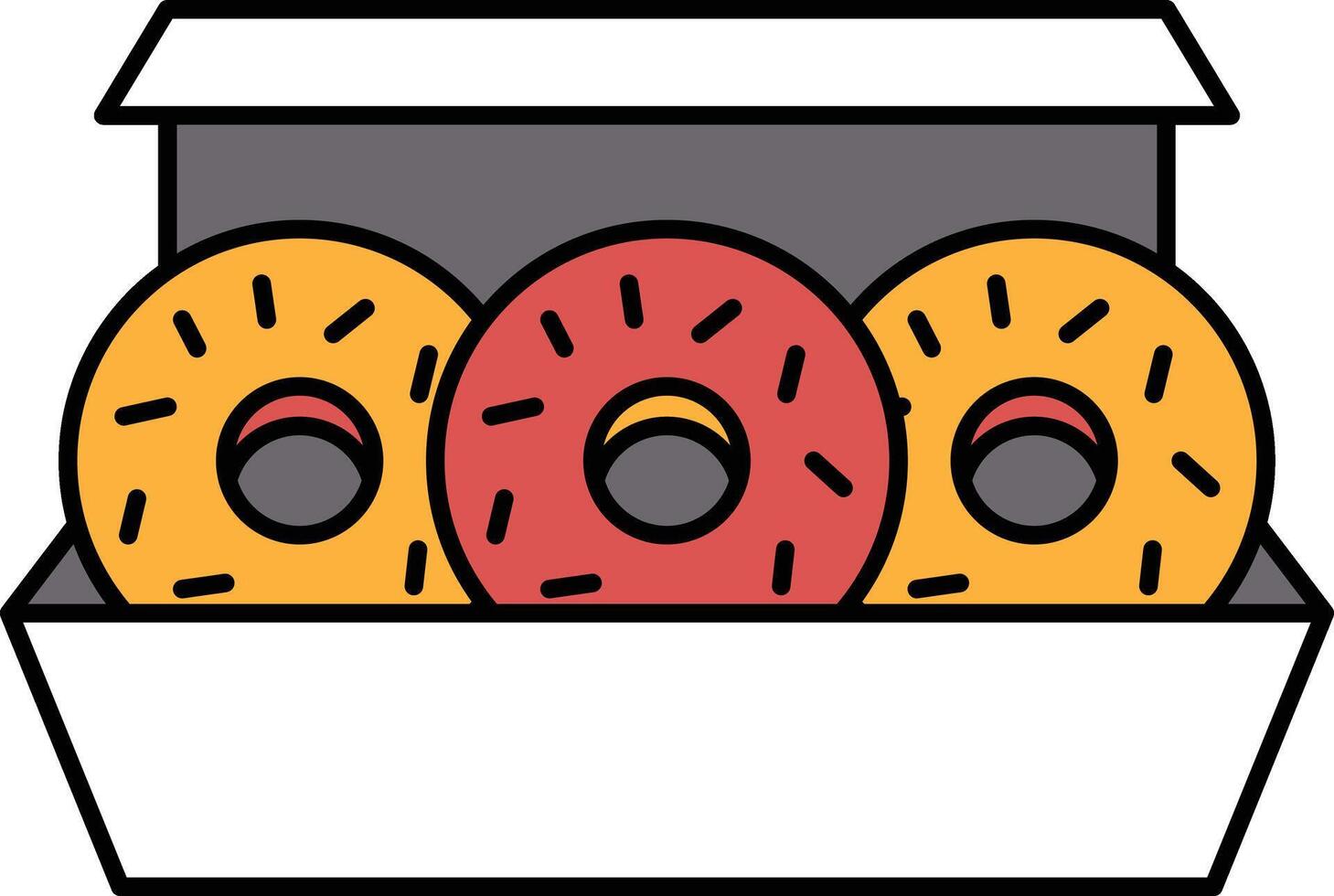 Three donuts in a box vector