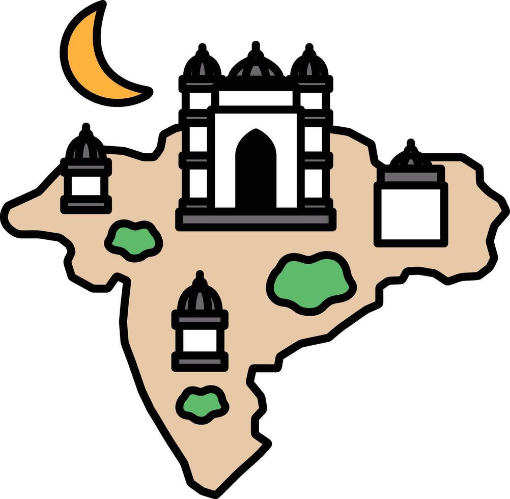 A map of India with a moon in the sky vector