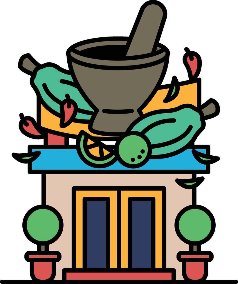 A building with a papaya salad sign on it vector