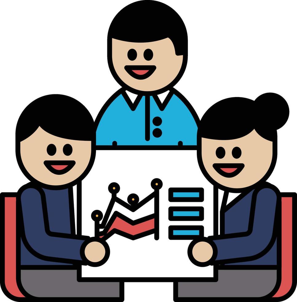 Three people are smiling and holding a white piece of paper vector
