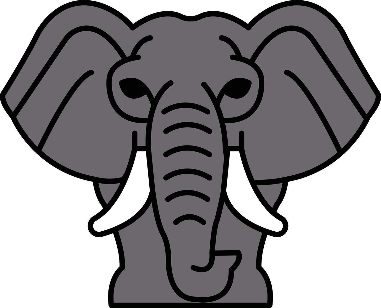 A gray elephant with tusks and a large head vector