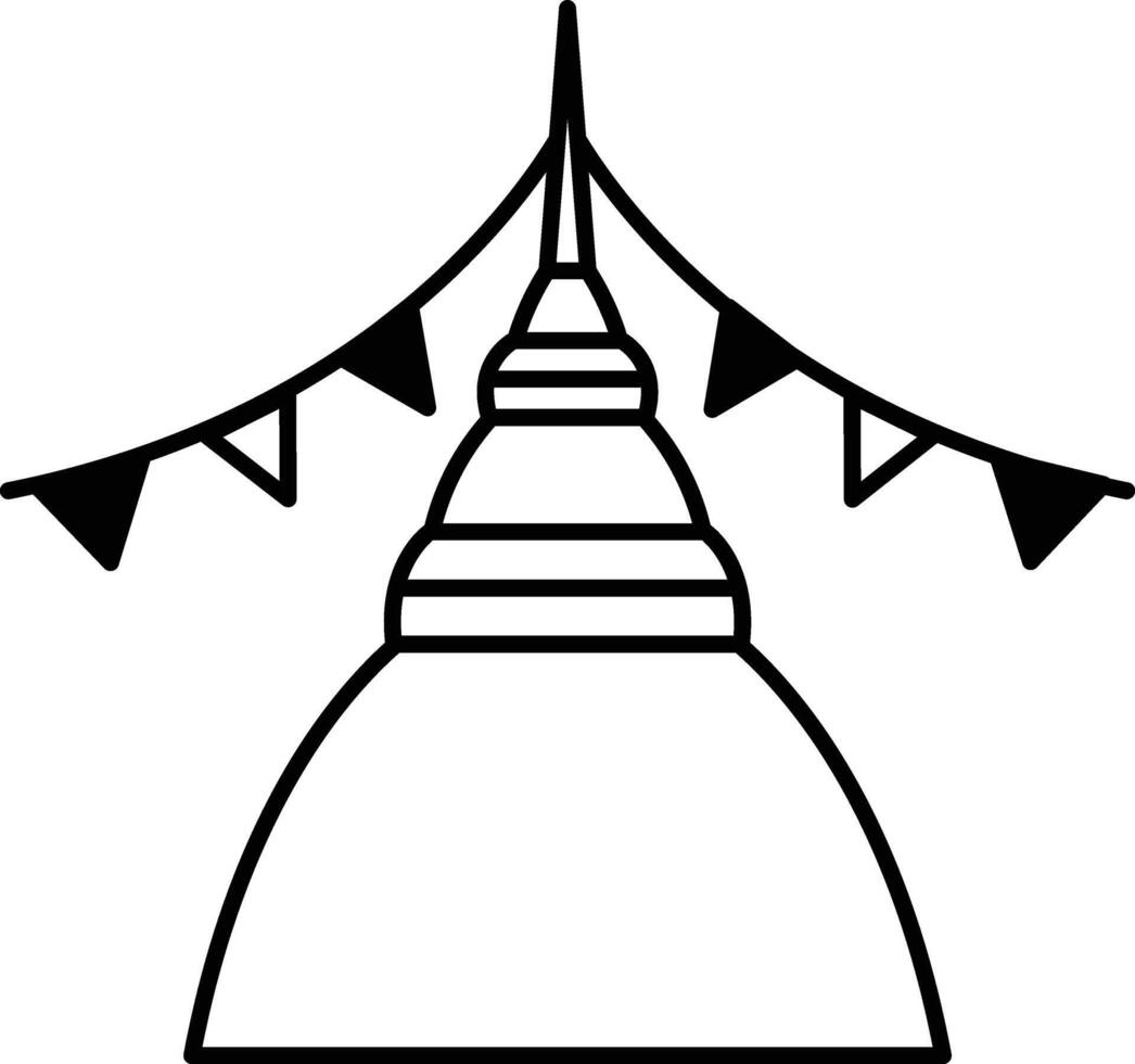 A building with black and white flags hanging from the top vector