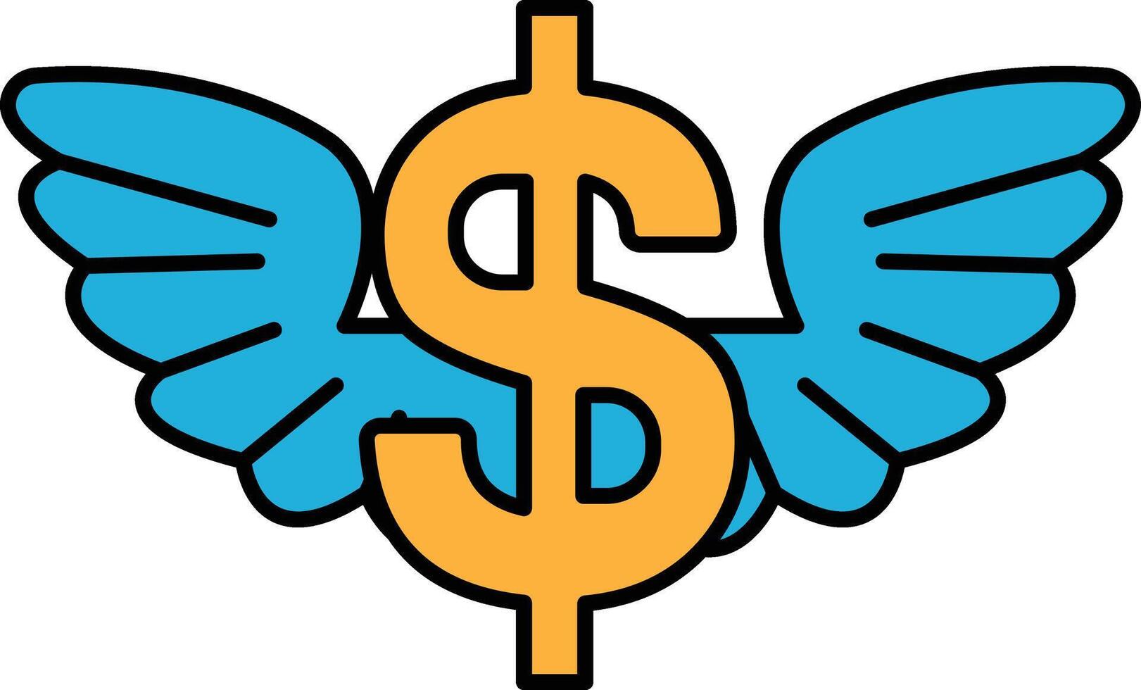 A dollar sign with wings is flying above it vector