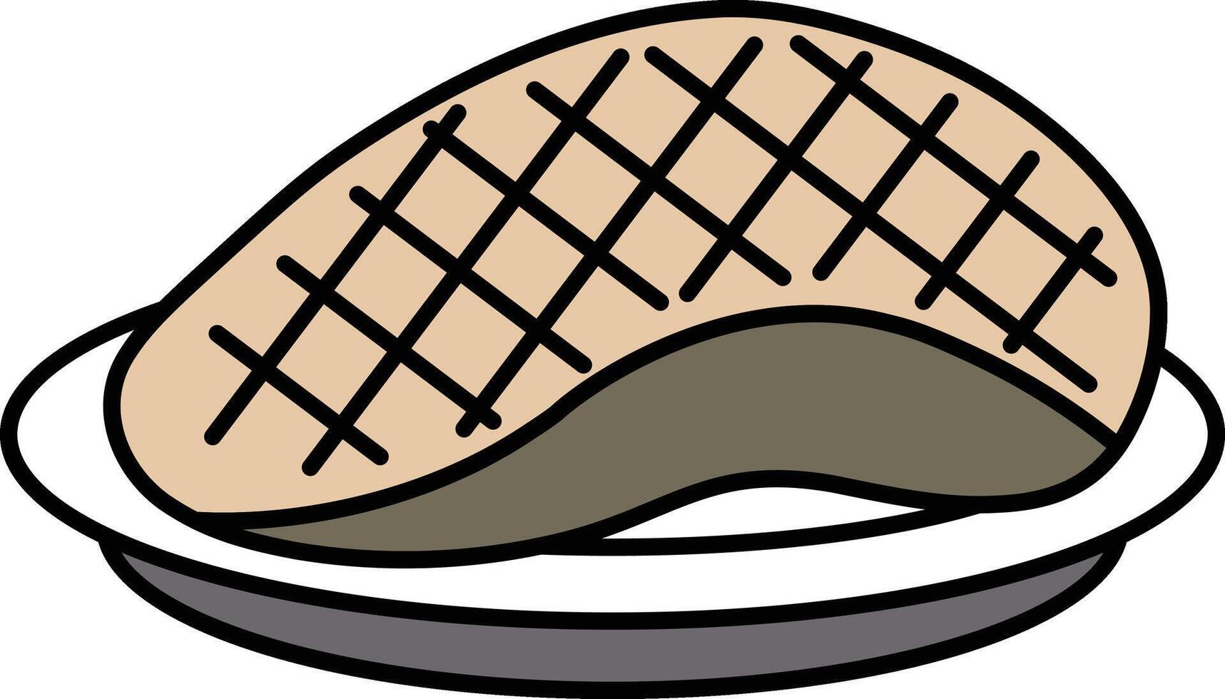 Illustration of roast duck meat in line style vector