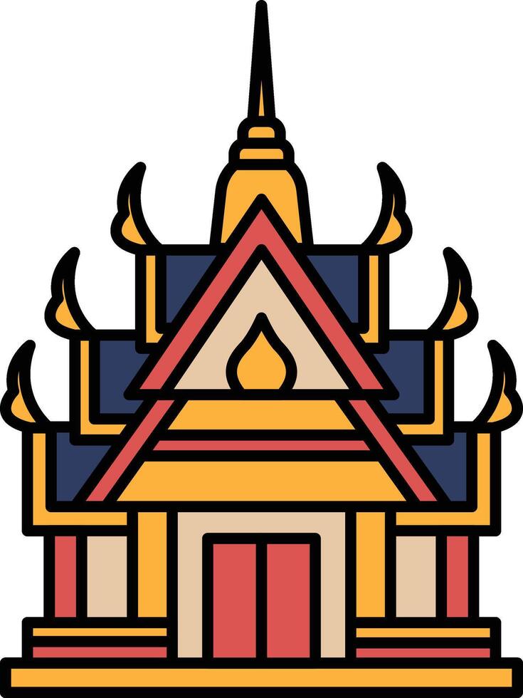 A building with a red roof and yellow trim vector