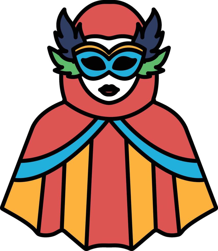 A woman in a red cape with a mask on her face vector