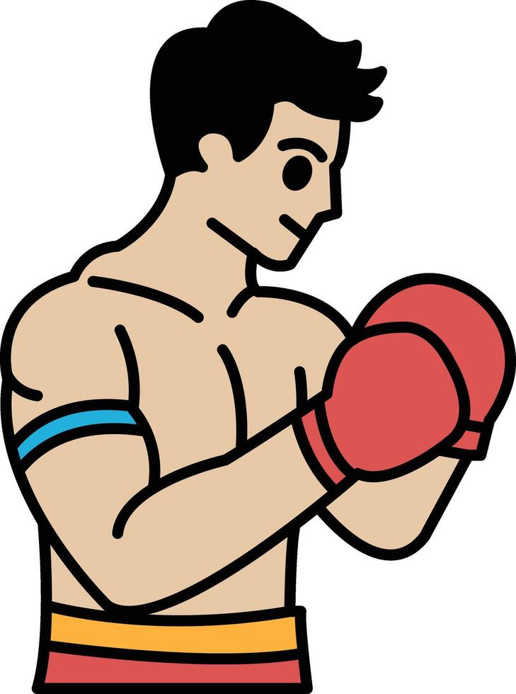 A man in a boxing ring with a red glove on his left hand vector