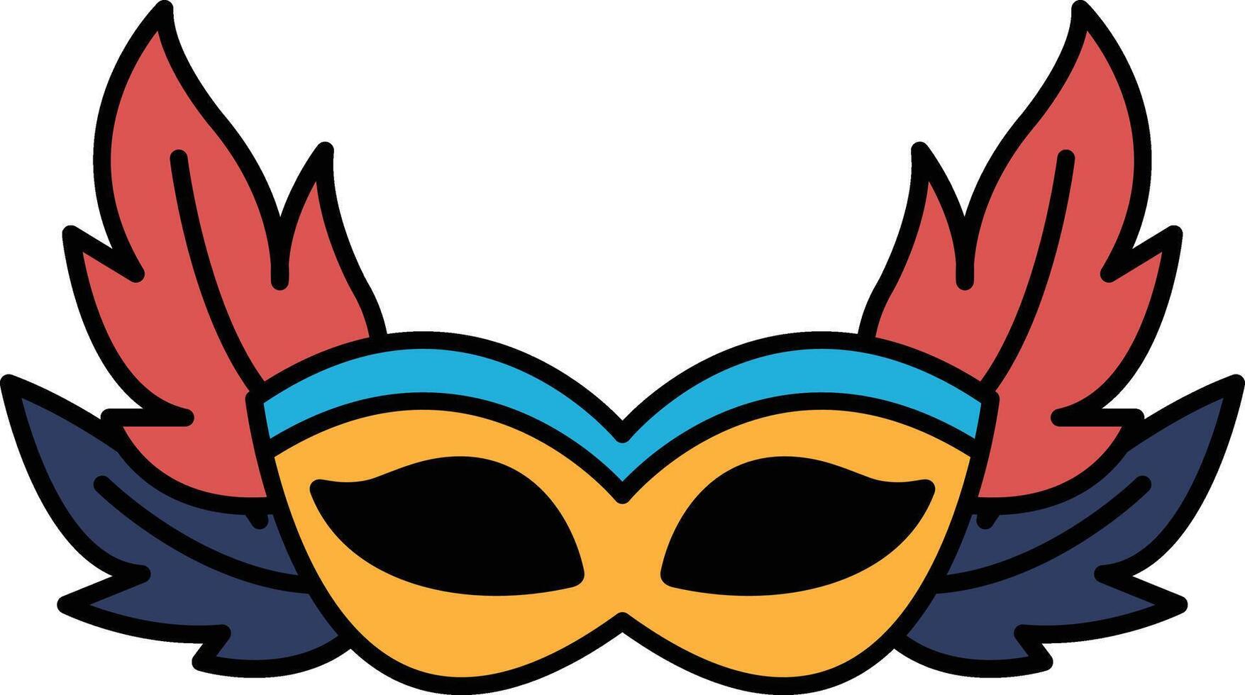 A cartoon mask with red, blue, and yellow feathers vector
