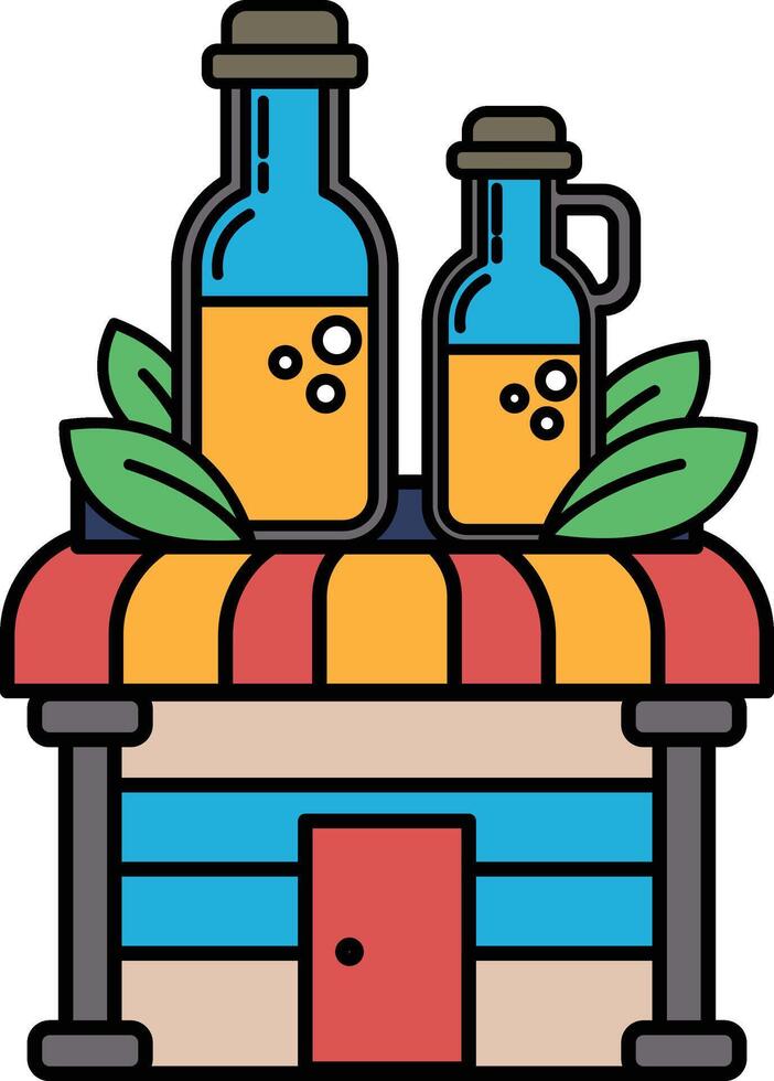 A small building with two bottles on top of it vector