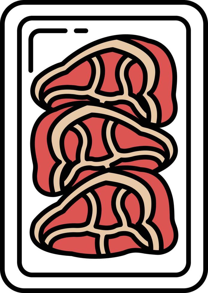 Three pieces of meat are in a tray vector