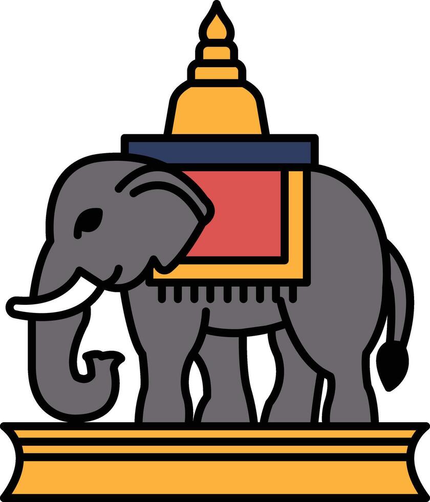 An elephant with a red and blue blanket on its back vector