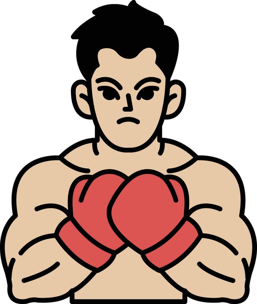 A man with a red glove on his left hand and a red glove on his right hand vector