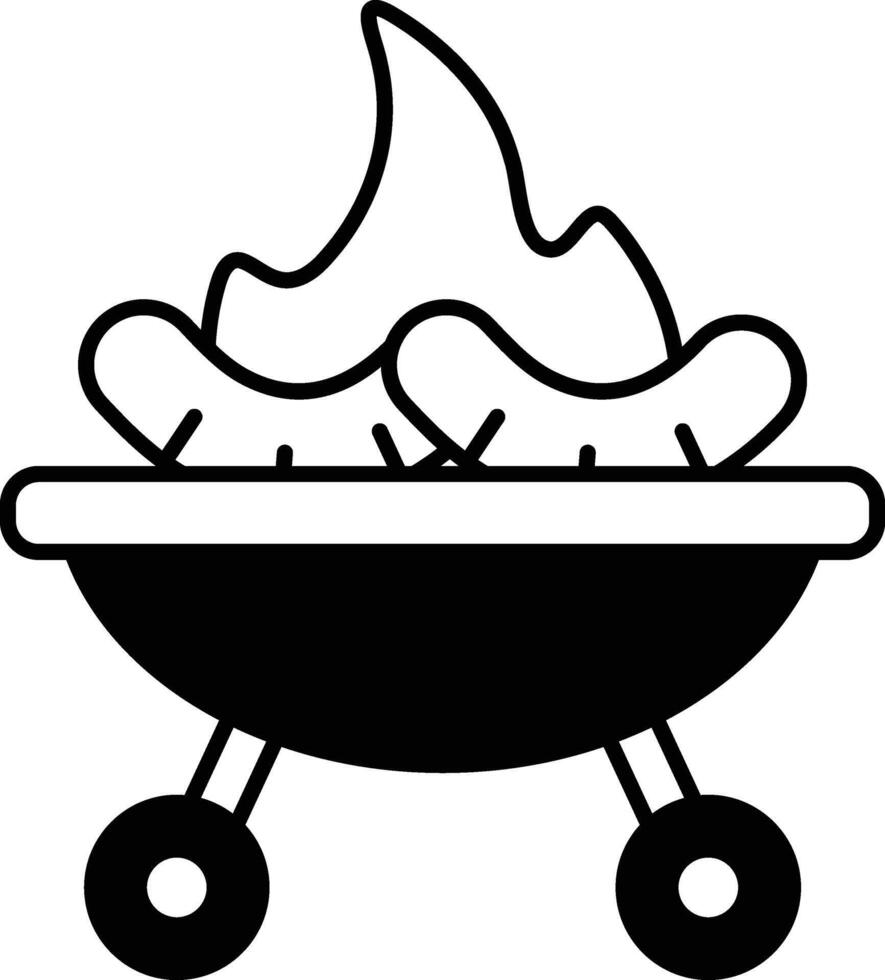 A cartoon of a grill with hot dogs on it vector