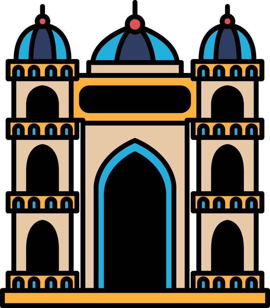 A large building with blue domes and yellow trim vector