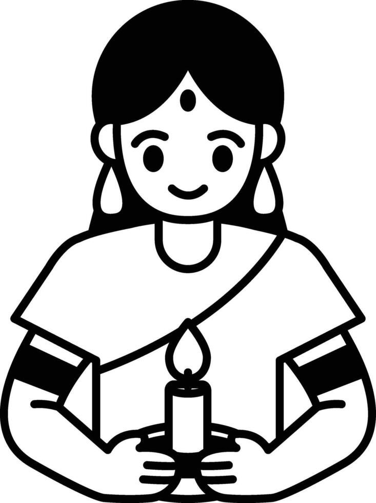 A girl is holding a candle in her hand vector