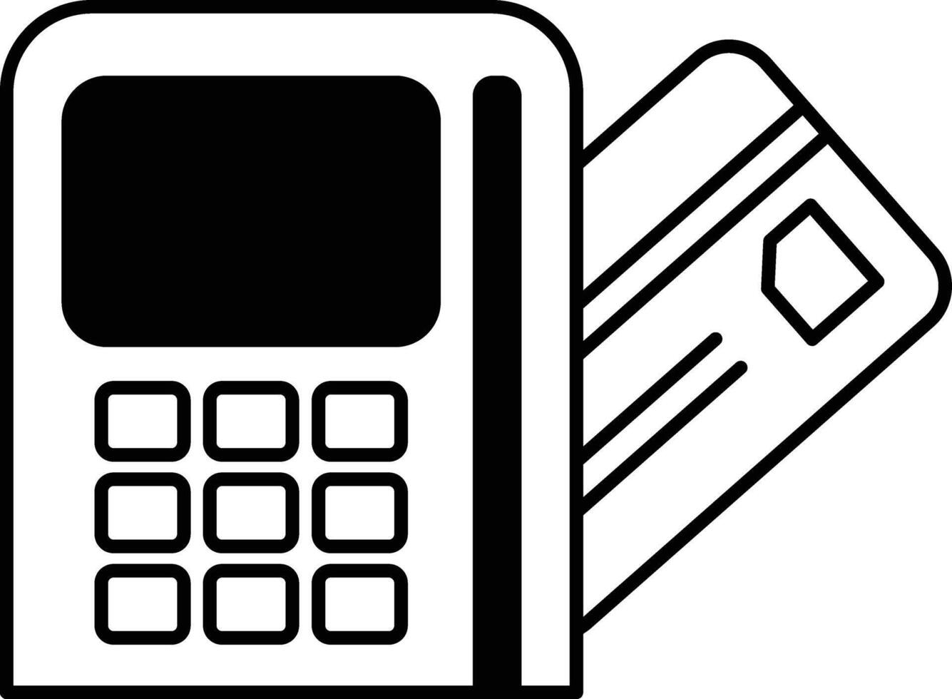 A credit card and a payment machine are shown together vector