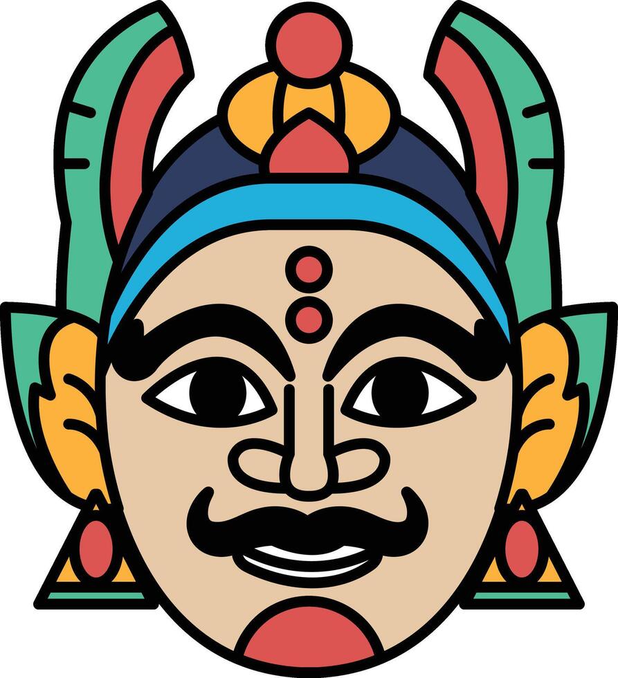A cartoonish face with a mustache and a blue hat vector