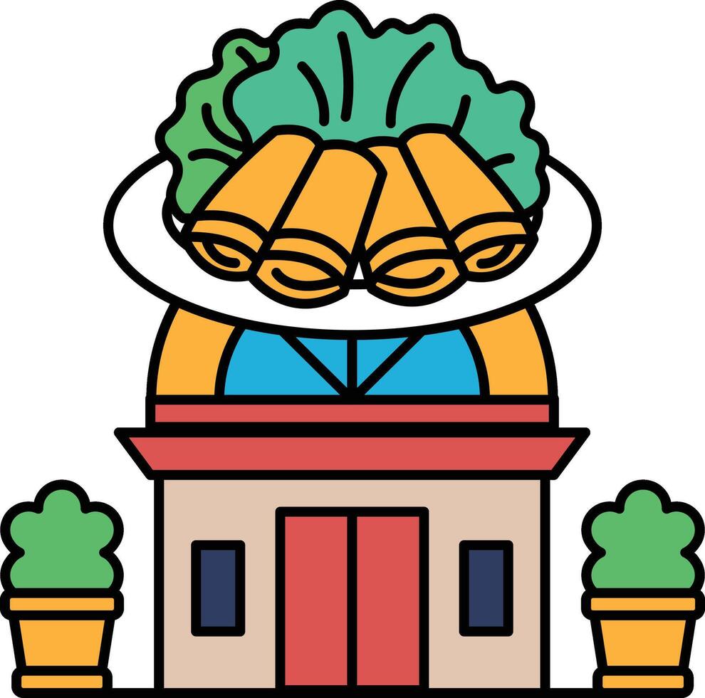 A restaurant with a plate of food on top of it vector