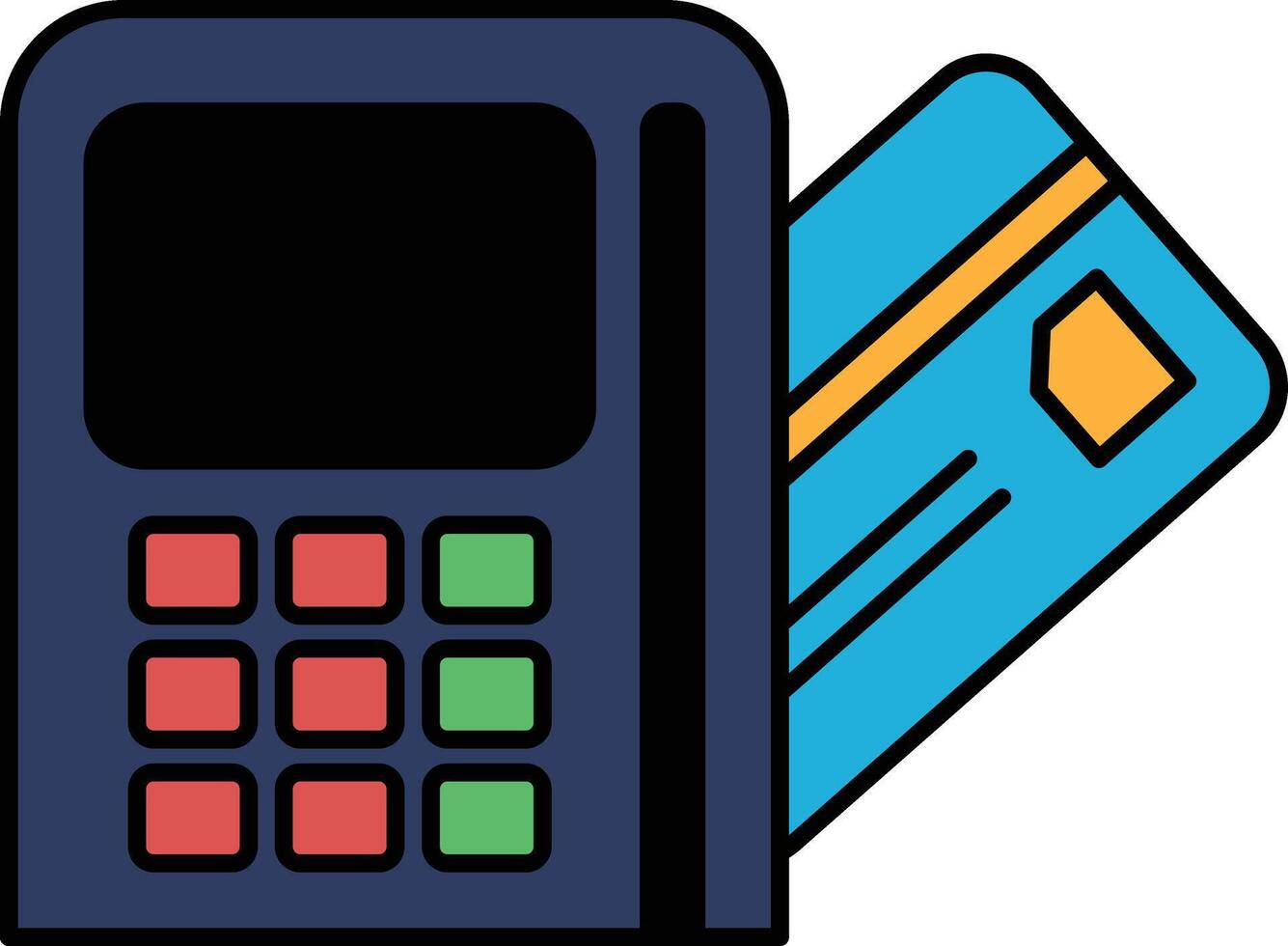 A credit card and a payment machine are shown together vector