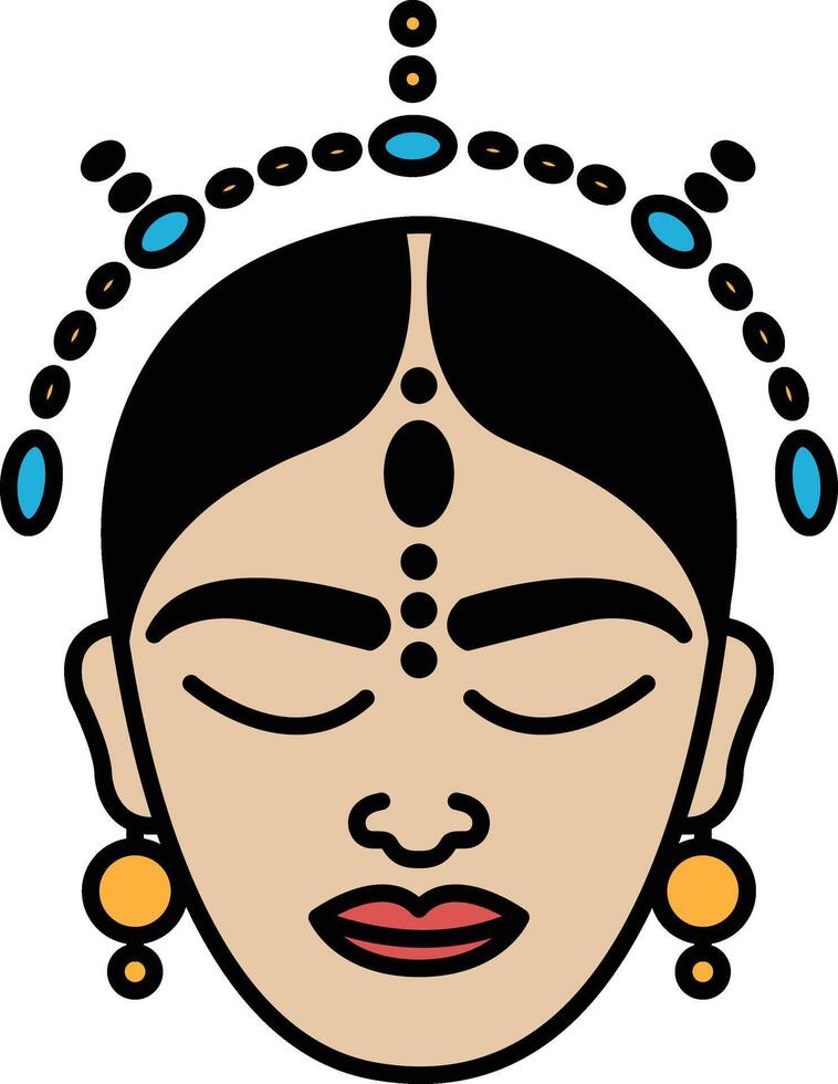 A woman's face with a blue and yellow headband vector