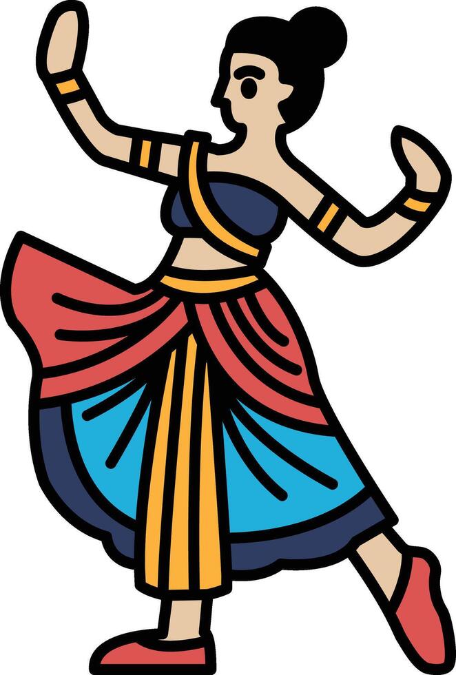 A woman in a colorful skirt is dancing vector