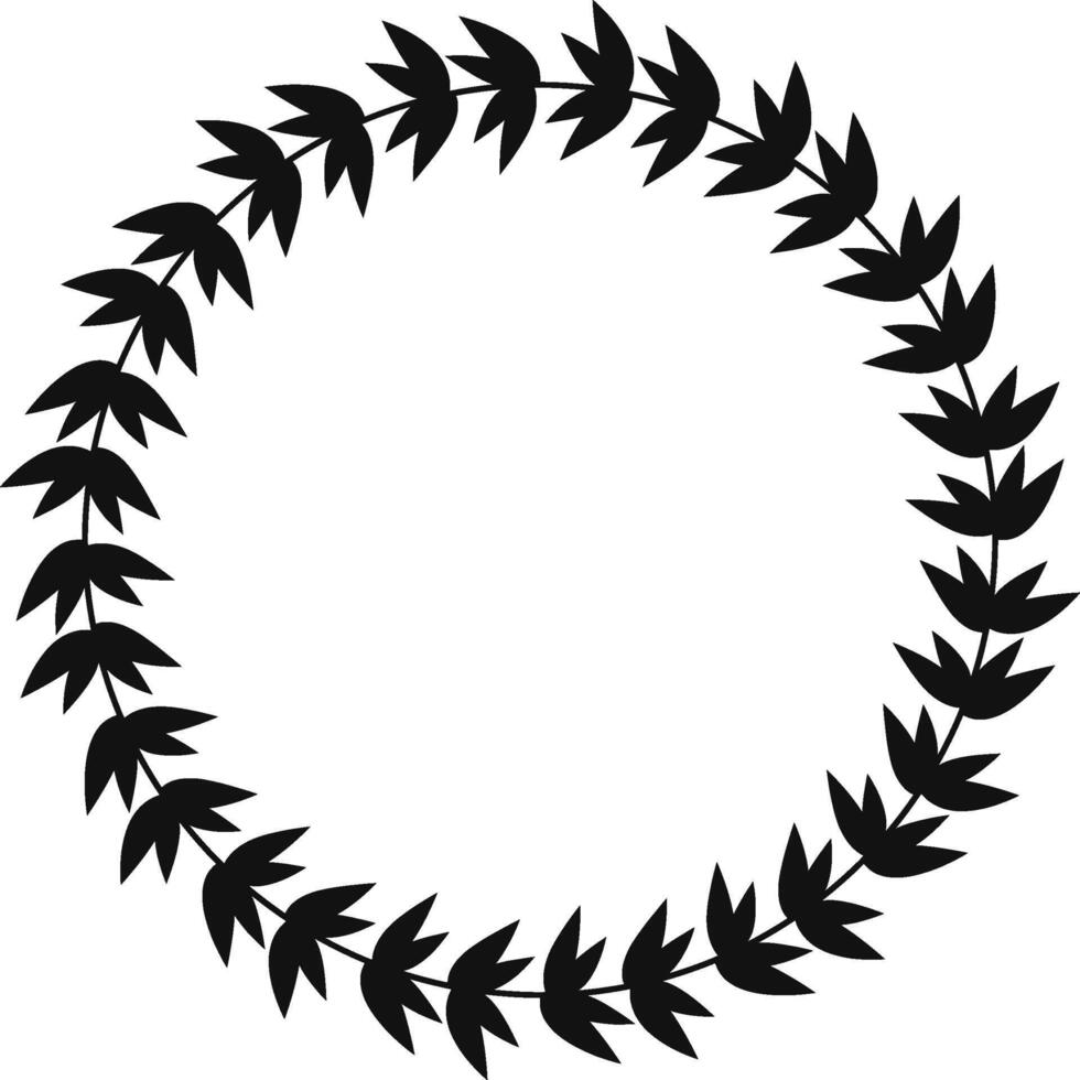 Stylized laurel wreath creating a perfect circle, symbolizing victory, achievement, and honor, suitable for emblems, logos, and decorative borders vector