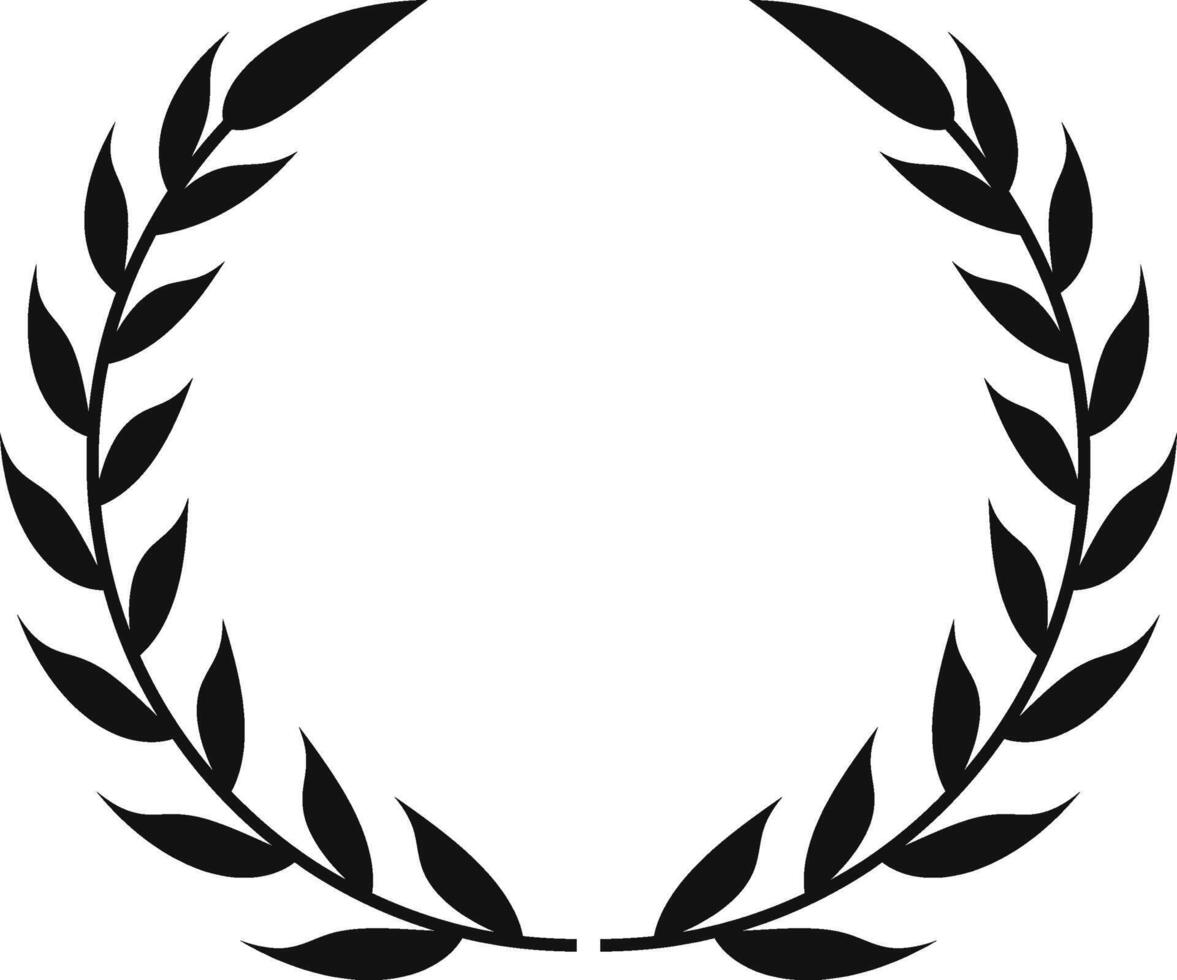 Circular laurel wreath forming a perfect circle, creating a symbol of victory, achievement, and honor, suitable for awards, logos, and emblems vector