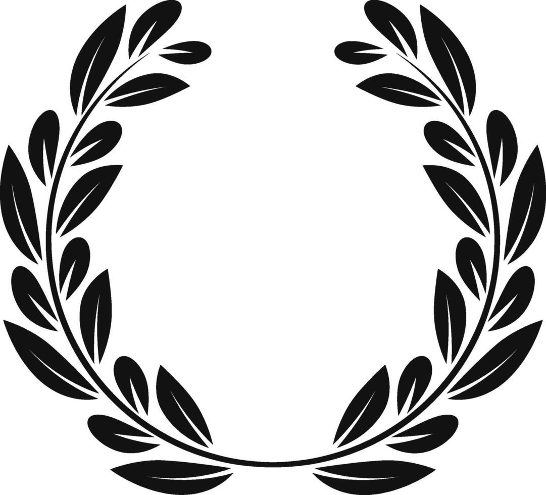 Simple yet elegant circular laurel wreath design symbolizes accomplishment and triumph, evoking a sense of classic victory and honor vector