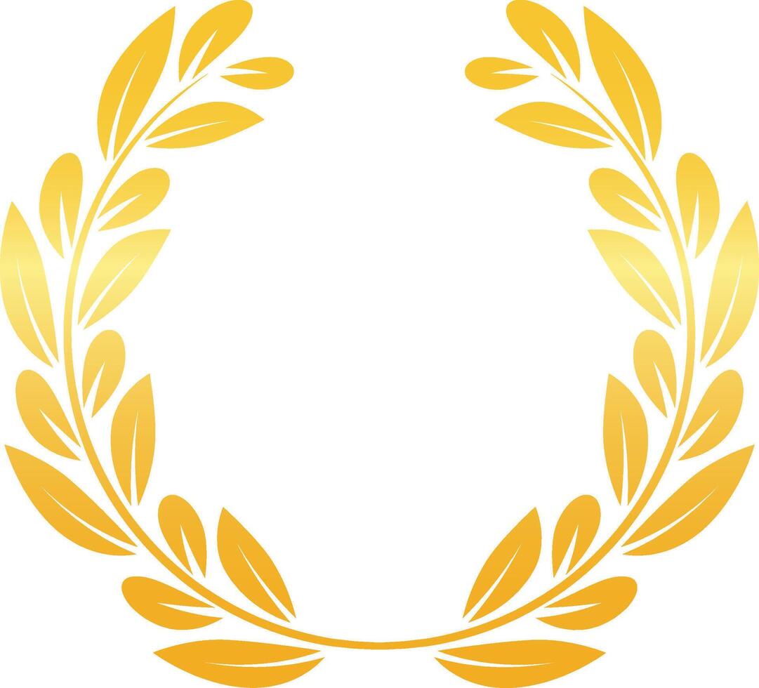 Circular golden laurel wreath symbolizing success, achievement, and victory, ideal for awards, logos, and emblems representing triumph and excellence vector
