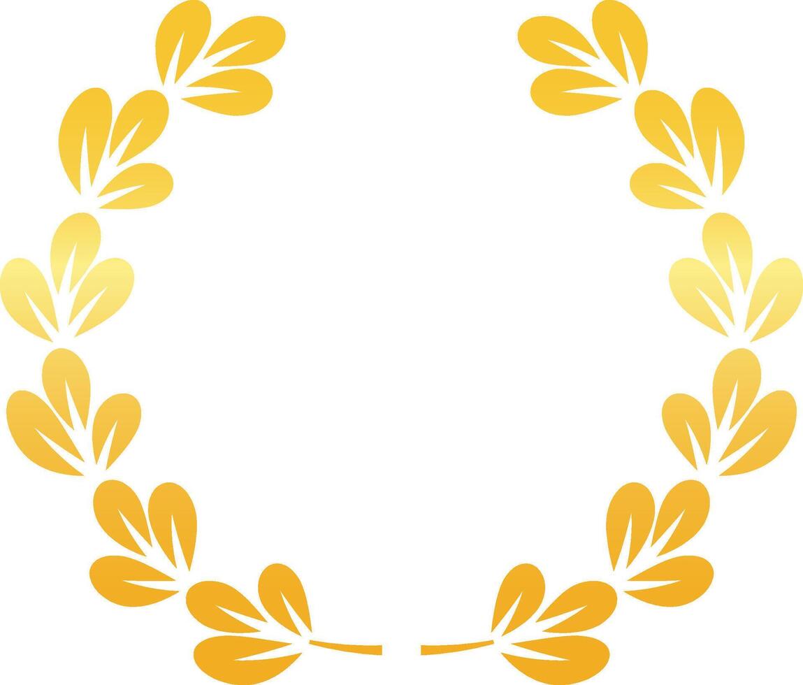 Golden laurel wreath forming a circle, symbolizing victory, achievement, and honor, perfect for awards, celebrations, and commemorative designs vector