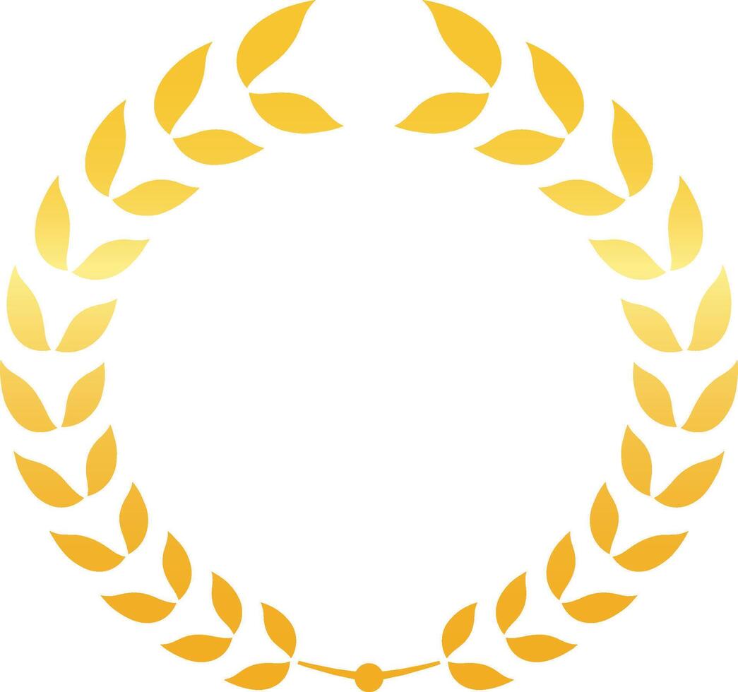 Circular golden laurel wreath symbolizes success, achievement, and victory, perfect for awards, logos, and emblems representing excellence and accomplishment vector