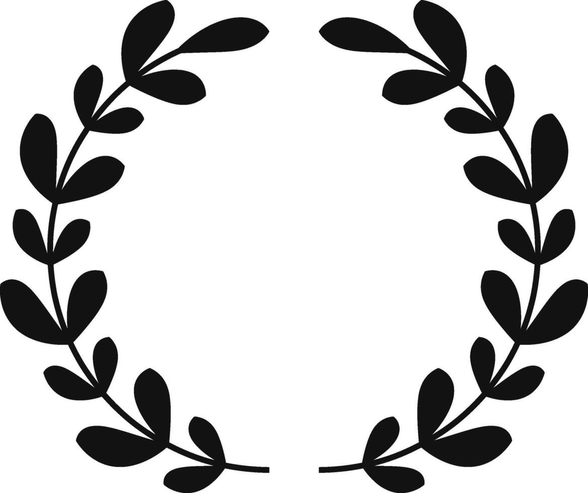 Elegant black laurel wreath frame symbolizing victory, honor, and success, perfect for various designs. Versatile and minimalist, it adds elegance to any project vector