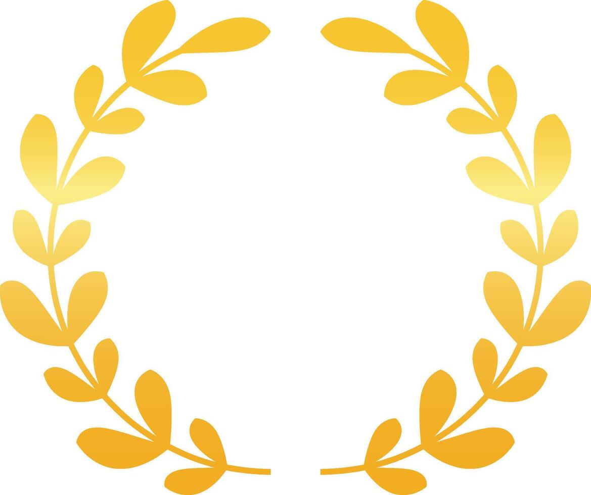 Stunning golden laurel wreath elegantly crafted in a perfect circle, adding prestige to projects related to awards, victory, or achievement. Ideal for celebrating success and honoring champions vector