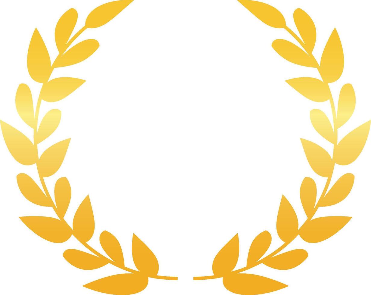 Circular golden laurel wreath symbolizing success, achievement, and victory, perfect for awards, logos, and emblems representing triumph and excellence vector