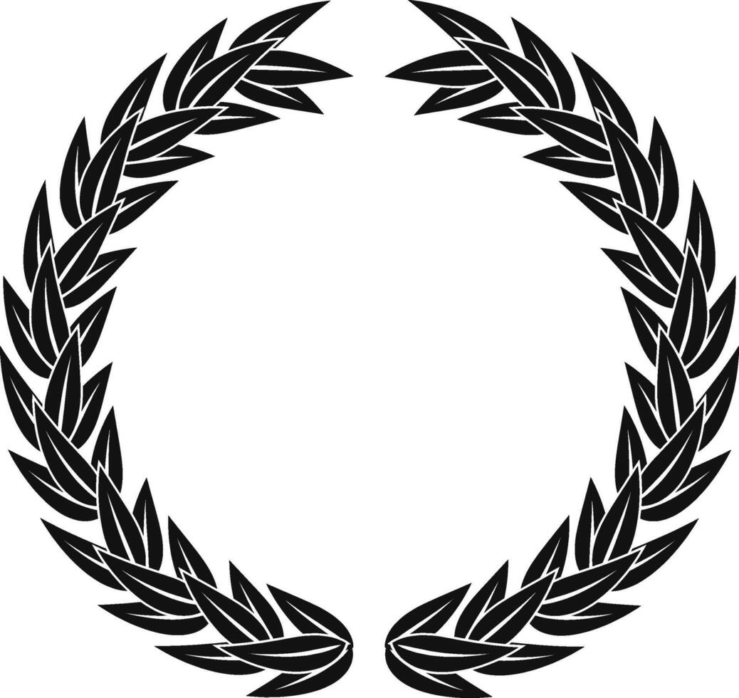 Elegant black and white laurel wreath symbolizing success and honor, perfect for celebrating achievements with a touch of ancient greece or rome vector