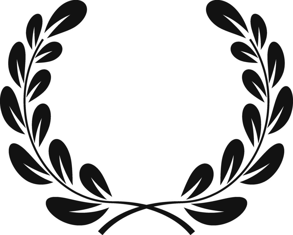 Simple laurel wreath symbolizes victory and achievement in black and white, perfect for winners and champions vector
