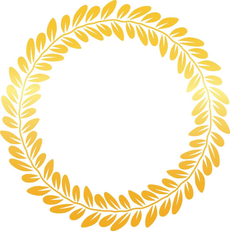 Circular golden laurel wreath symbolizing success, victory, and achievement, perfect for awards, logos, and emblems, creating a sense of honor and distinction vector