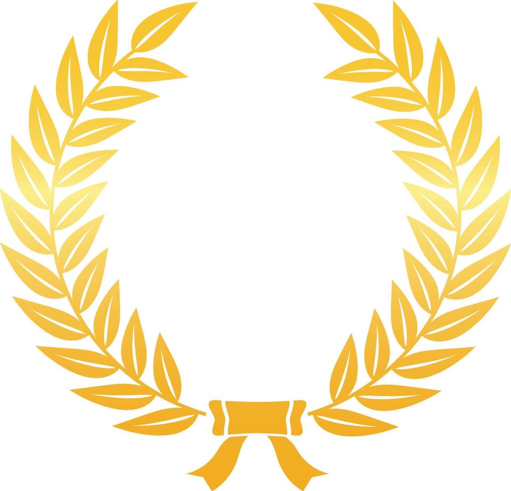 Golden laurel wreath symbolizing success and honor against a white background, perfect for awards and celebrations vector