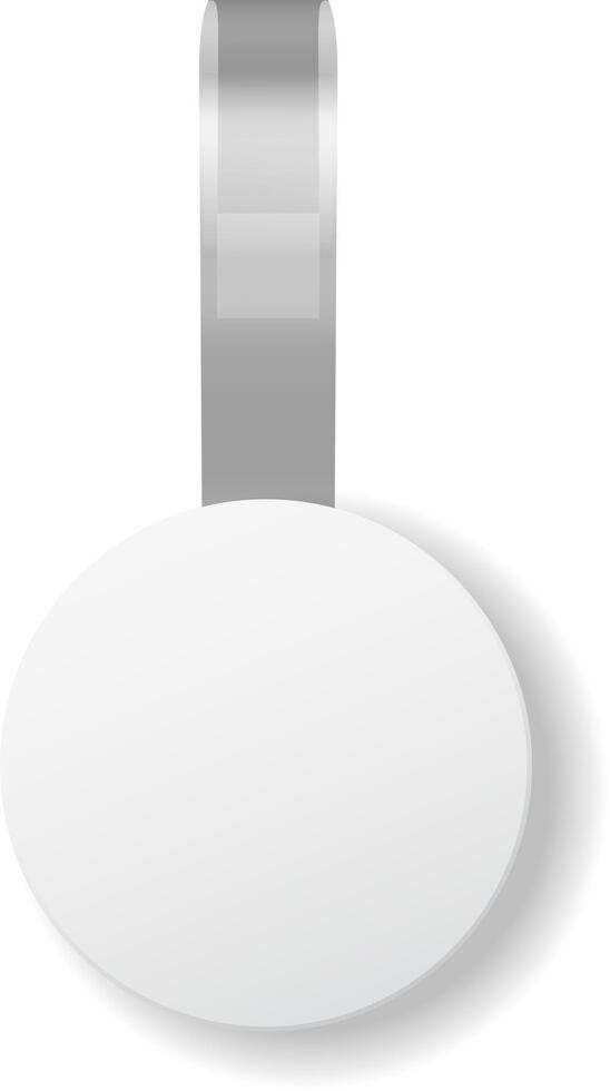 White round wobblers are hanging on gray ribbons, creating a simple yet effective display for advertising or promotions in a supermarket or retail setting vector