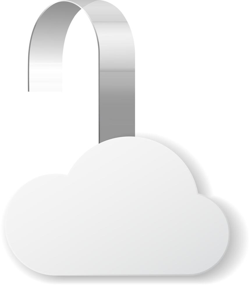 Blank cloud shaped wobblers on a metallic hanger for product promotion in stores. Versatile tools for advertising, discounts, and engaging shoppers in retail settings vector