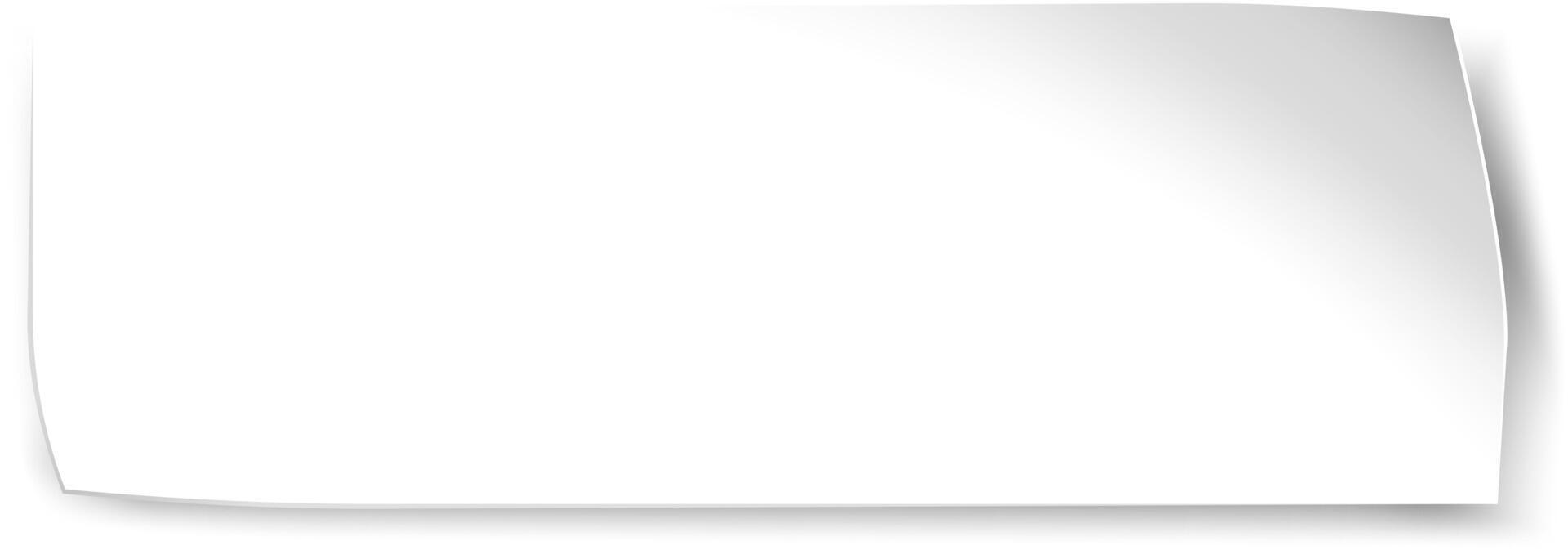 Horizontal blank white paper with curved corner casting a subtle shadow, providing a clean and versatile background for various design and messaging purposes vector