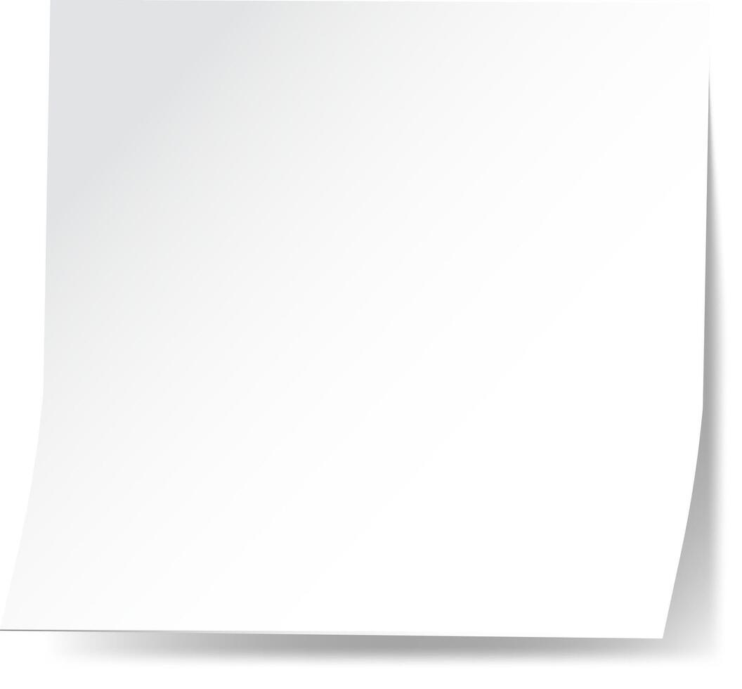 Close up of a blank white paper sheet with a curled corner casting a subtle shadow, providing a clean and versatile background for various design and messaging purposes vector