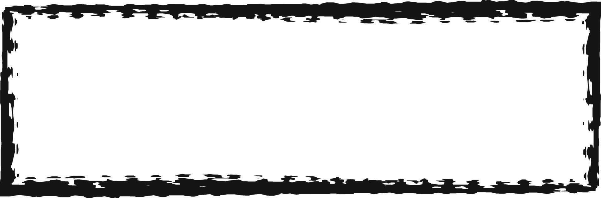Wide black grunge frame creates a rectangular border with a textured, vintage, or distressed effect on a clean white background, suitable for various design applications vector