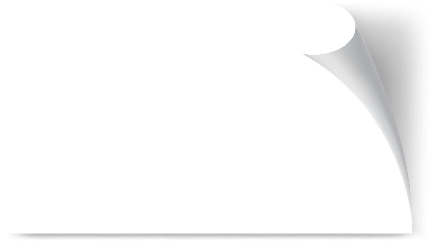 White sheet of paper with curled corner creating a space for custom content, revealing a white background underneath, offering a clean and versatile design element vector