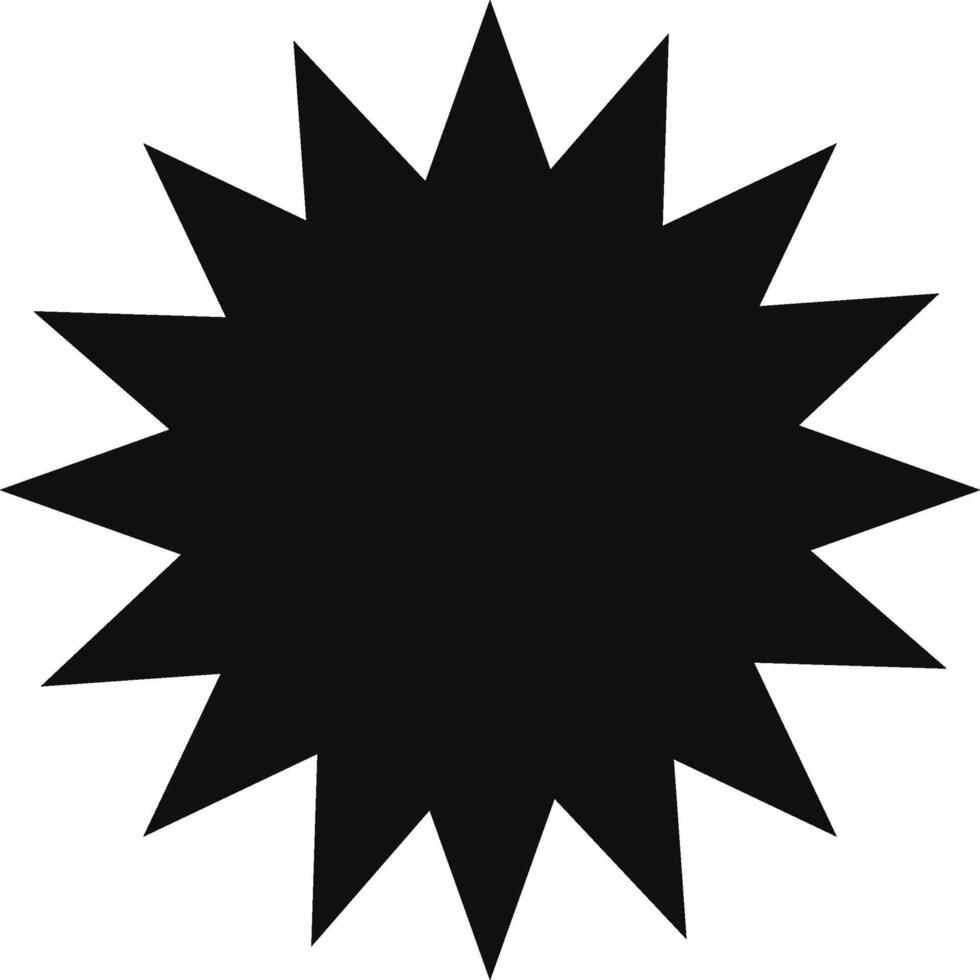 Striking black starburst shape commands attention with its numerous sharp points radiating outward, creating a dynamic and energetic visual vector