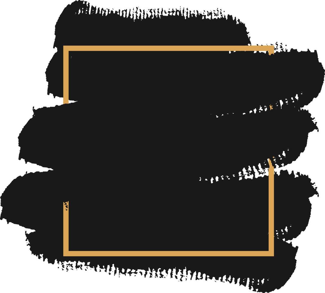 Captivating image with black brush strokes forming open space embraced by luxurious golden frame, perfect for elegant design projects vector