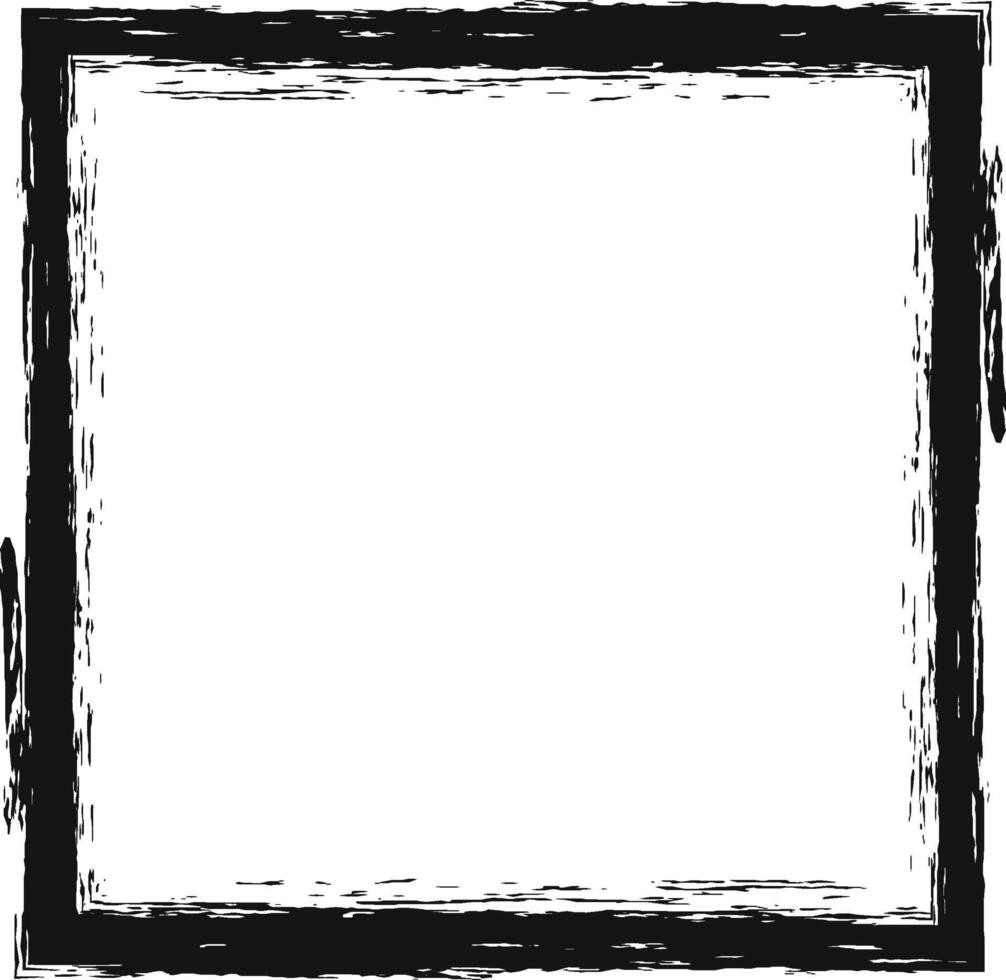 Black grunge border creating a frame around an empty white space, ideal for adding text or images, providing a vintage or artistic touch to designs vector