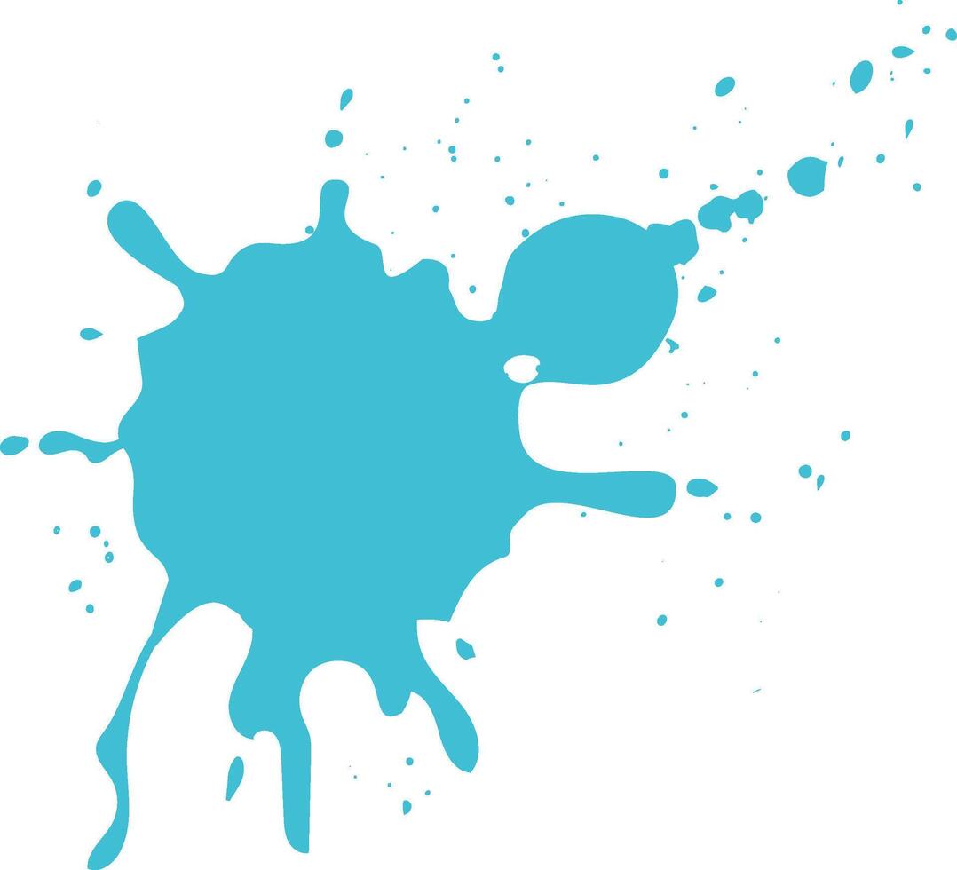 Turquoise paint splashing on white background, creating vibrant splat with droplets, adding color and texture to projects vector